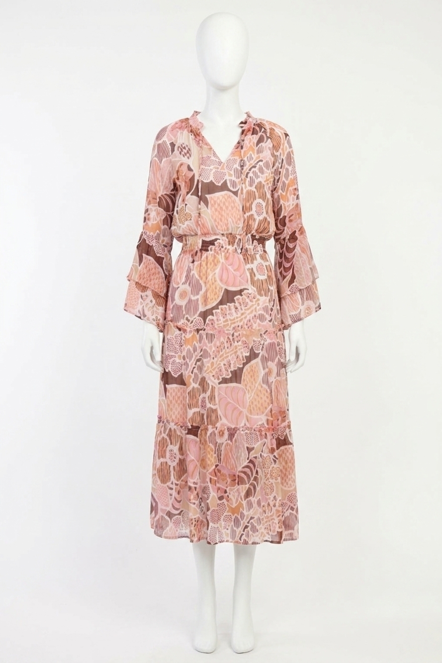 NEW VERONICA M tiered chiffon maxi dress in pink